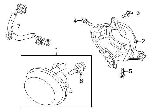 2019 Toyota Yaris Fog Lamp Bulb, Front Diagram for 90118-WB898