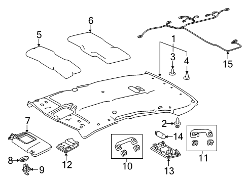2018 Toyota Camry Headliner, Gray Diagram for 63310-06C70-B0