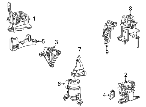 2024 Toyota Highlander Engine & Trans Mounting Diagram 2 - Thumbnail