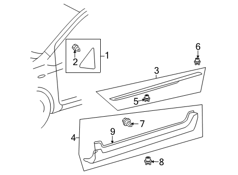 2010 Toyota Yaris Exterior Trim - Pillars Diagram 2 - Thumbnail