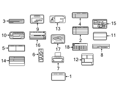 2010 Toyota Camry Information Labels Diagram