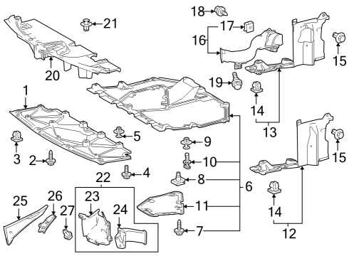 2025 Toyota GR Corolla Splash Shields Diagram