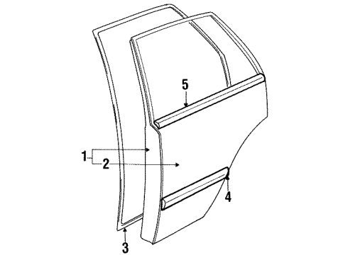 1991 Toyota Cressida Exterior Trim - Rear Door Diagram