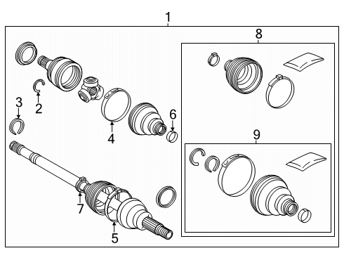 2025 Toyota Crown Signia Rear Axle Shafts & Joints Diagram