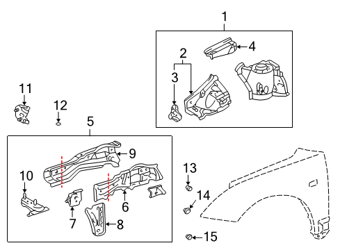 2002 Toyota Celica Structural Components & Rails Diagram