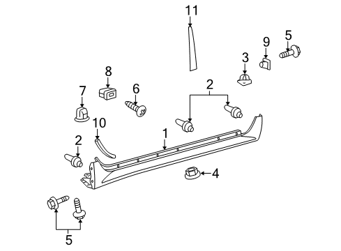 2006 Scion xA Exterior Trim - Pillars Diagram