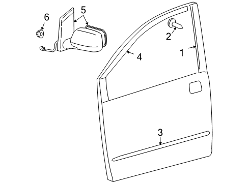 2008 Toyota Sienna Exterior Trim - Front Door Diagram