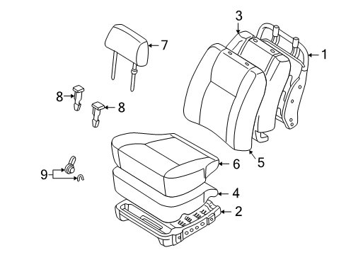 1996 Toyota Tacoma Front Seat Components Diagram 2 - Thumbnail
