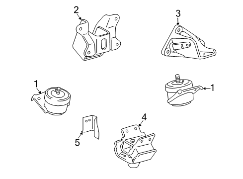 2008 Toyota FJ Cruiser Engine & Trans Mounting Diagram