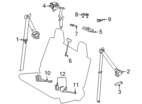 2025 Toyota Highlander Third Row Seat Belts Diagram
