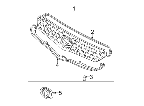 2004 Toyota Matrix Grille & Components Diagram