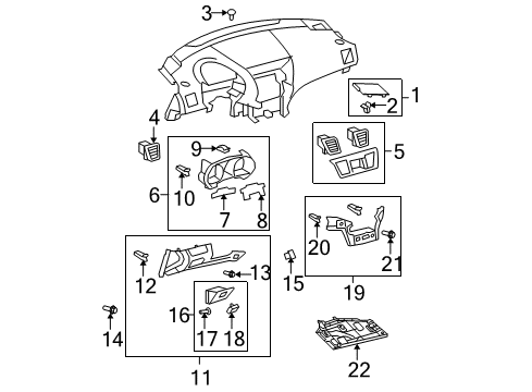 2012 Toyota Highlander Instrument Panel Components Diagram 2 - Thumbnail