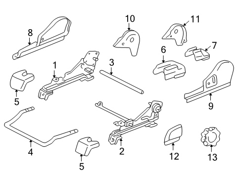 2004 Toyota Tundra Seat Track, Outer Driver Side Diagram for 72012-0C040