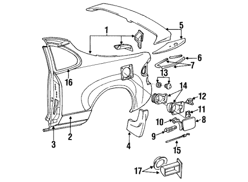 1991 Toyota Celica Fuel Door - Body Diagram 3 - Thumbnail