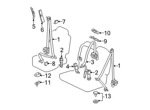 2004 Toyota Tundra Seat Belt - Body Diagram 5 - Thumbnail