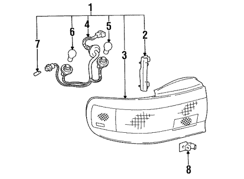 1995 Toyota Camry Tail Lamps - Headlights Diagram 2 - Thumbnail