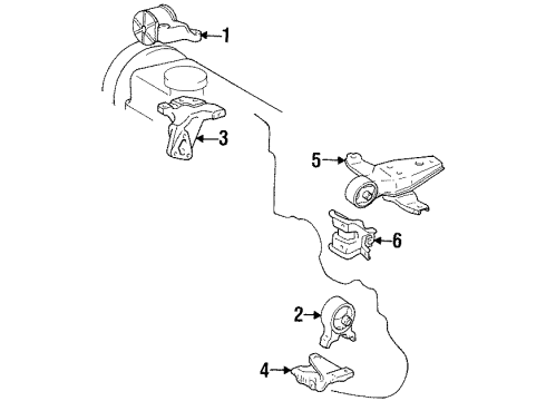 1997 Toyota Paseo Engine & Trans Mounting Diagram
