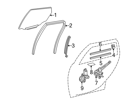 2004 Scion xA Glass - Rear Door Diagram