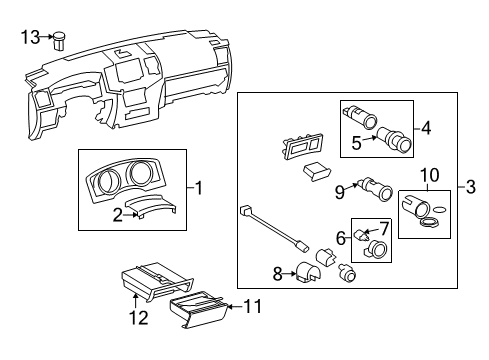 2014 Toyota Land Cruiser Instrument Panel Components Diagram