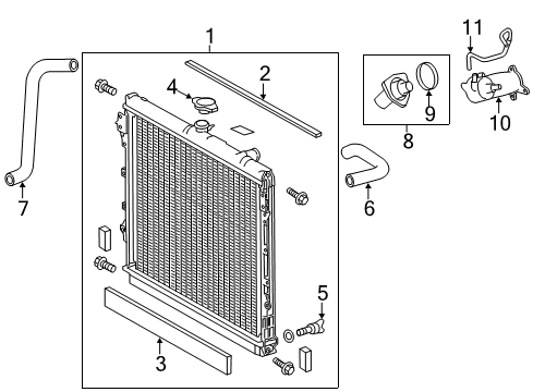 2020 Toyota Tundra Radiator & Components Diagram