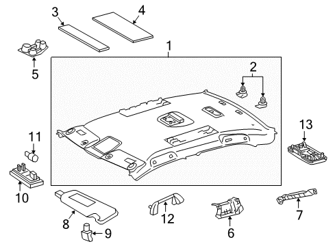 2016 Toyota Camry Sunvisor, Gray, Driver Side Diagram for 74320-33F40-B0