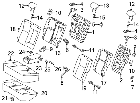 2018 Toyota Corolla iM Rear Seat Components Diagram
