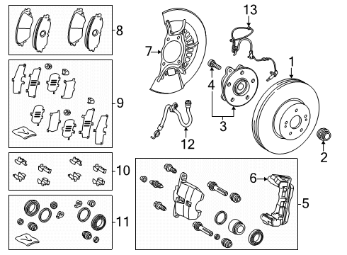 2025 Toyota Camry Pad Kit, Disc Brake Diagram for 04465-0E080