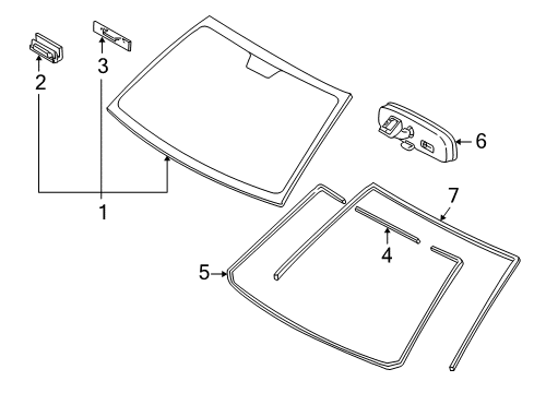 2010 Scion xD Glass - Windshield Diagram