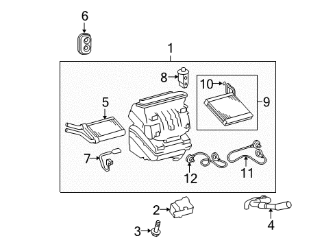 2012 Scion xB A/C Evaporator & Heater Components Diagram