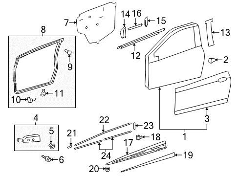 2013 Toyota Yaris Exterior Trim - Front Door Diagram 2 - Thumbnail