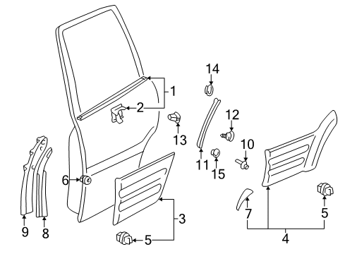 2000 Toyota RAV4 Exterior Trim - Rear Door Diagram