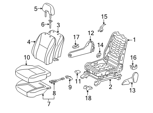 2006 Toyota Prius Front Seat Components Diagram
