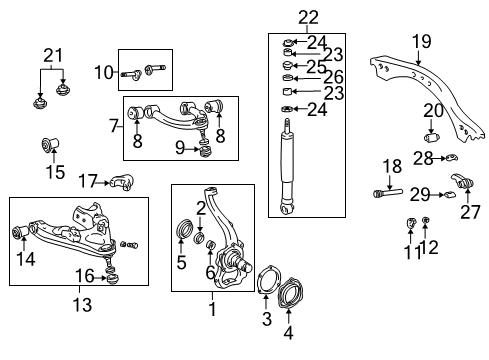 2000 Toyota Land Cruiser Front Suspension Components Diagram 2 - Thumbnail