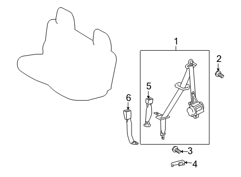 2011 Toyota Highlander Seat Belt - Body Diagram 6 - Thumbnail