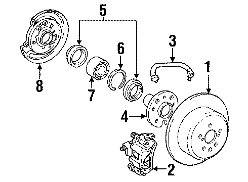 1991 Toyota Camry Brake Components Diagram 2 - Thumbnail