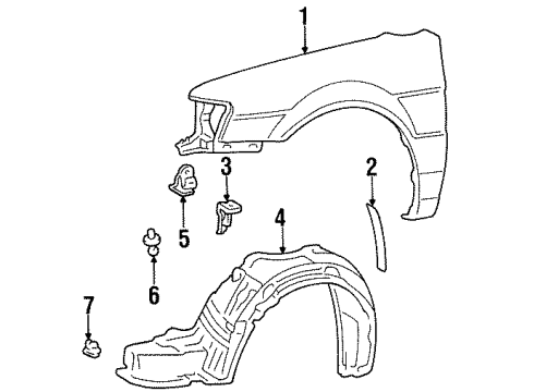 1996 Toyota Paseo Fender & Components Diagram