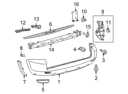 2009 Toyota RAV4 Bumper & Components - Rear Diagram