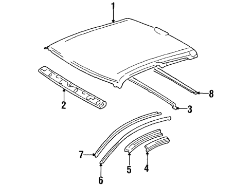 1995 Toyota T100 Roof & Components Diagram