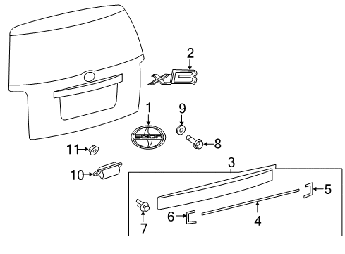 2013 Scion xB Exterior Trim - Lift Gate Diagram