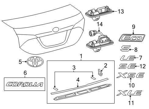 2019 Toyota Corolla Exterior Trim - Trunk Diagram
