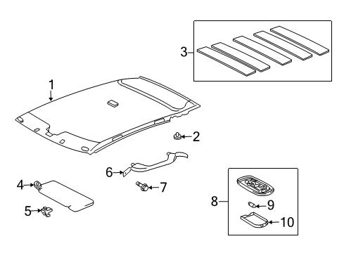 2005 Scion xB Interior Trim - Roof Diagram