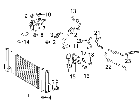 2017 Toyota Prius V Radiator & Components Diagram