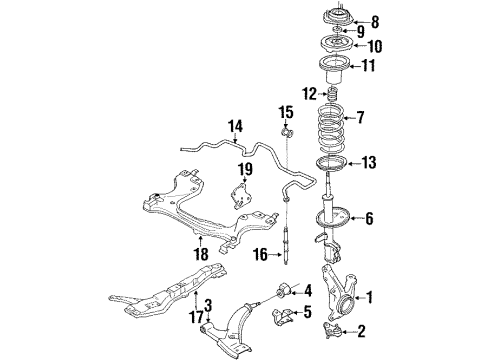 1988 Toyota Corolla Front Suspension Components Diagram 2 - Thumbnail