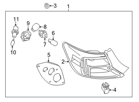2014 Toyota Camry Tail Lamp Assembly Retainer, Rear Diagram for 52562-06130