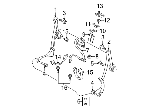 2007 Scion tC Rear Seat Belts Diagram