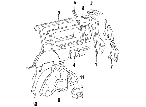 1987 Toyota Camry Inner Components - Quarter Panel Diagram 2 - Thumbnail