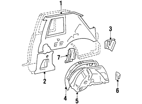 1985 Toyota Celica Inner Components - Quarter Panel Diagram 3 - Thumbnail