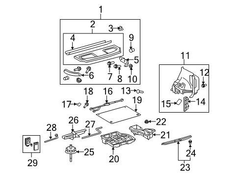 2008 Scion xB Headliner Clip Diagram for 90467-05164-B2