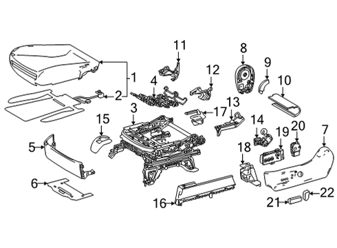 2020 Toyota Mirai Driver Seat Components Diagram