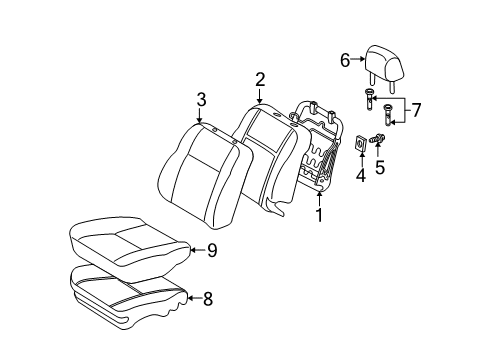 2006 Scion xA Front Seat Components Diagram 2 - Thumbnail
